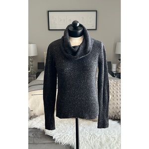 LOFT Gray Flecked Turtleneck Sweater Size Small Medium Weight Cable Knit